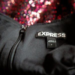 Express Red Sequin Cocktail Dress